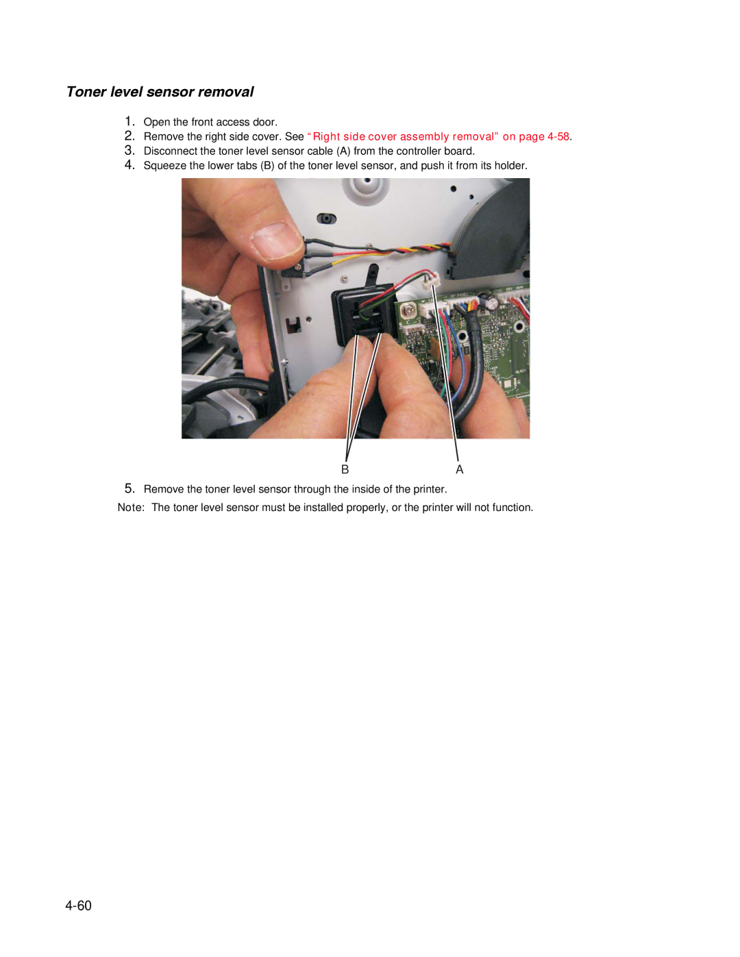 Dell 2330dn service manual Toner level sensor removal 