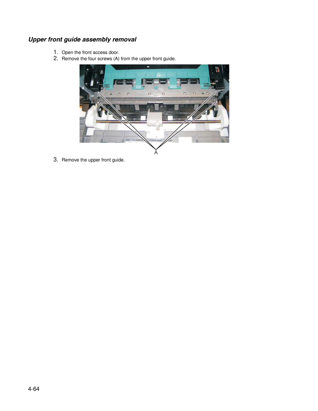 Dell 2330dn service manual Upper front guide assembly removal 