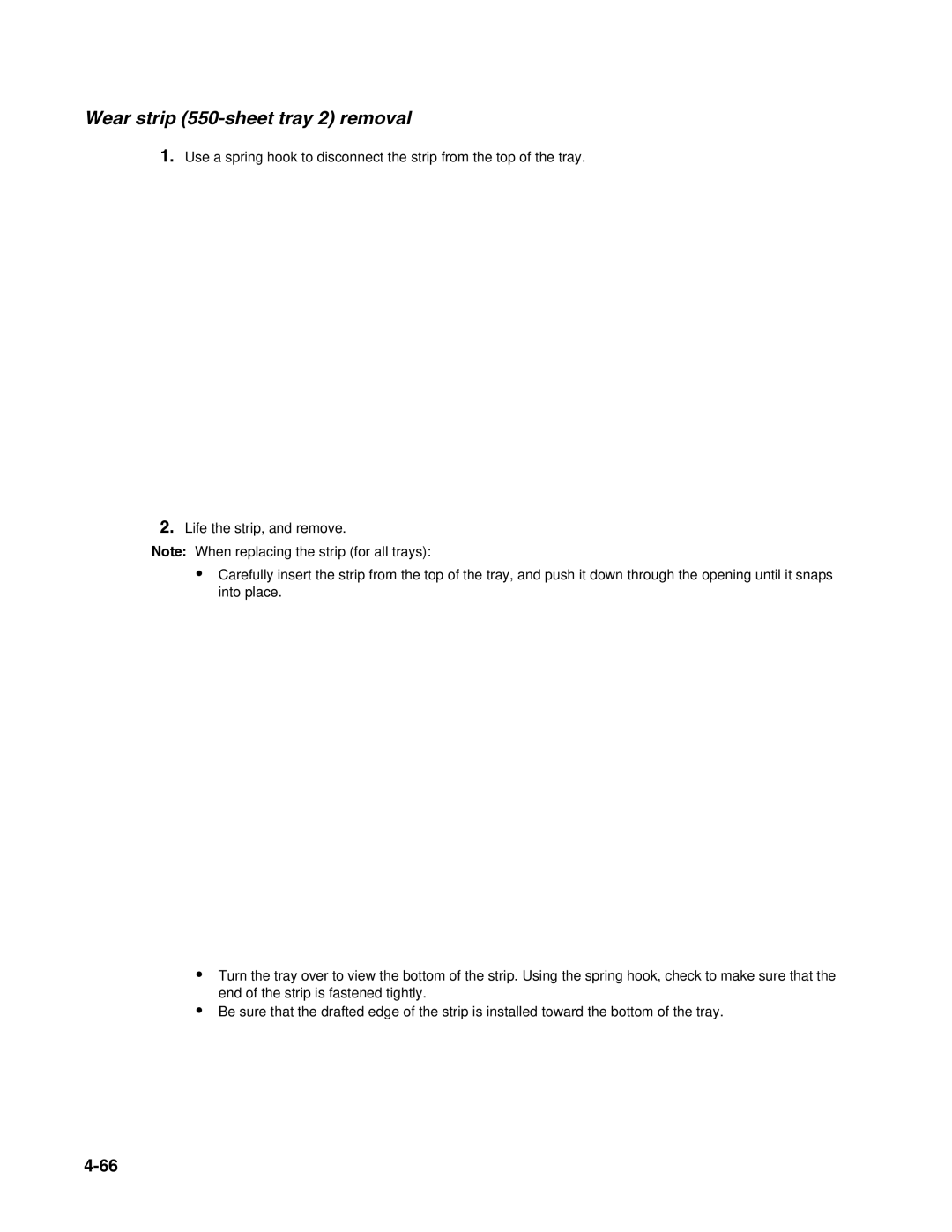 Dell 2330dn service manual Wear strip 550-sheet tray 2 removal 