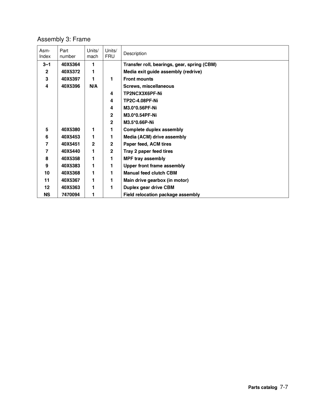 Dell 2330dn service manual Assembly 3 Frame 