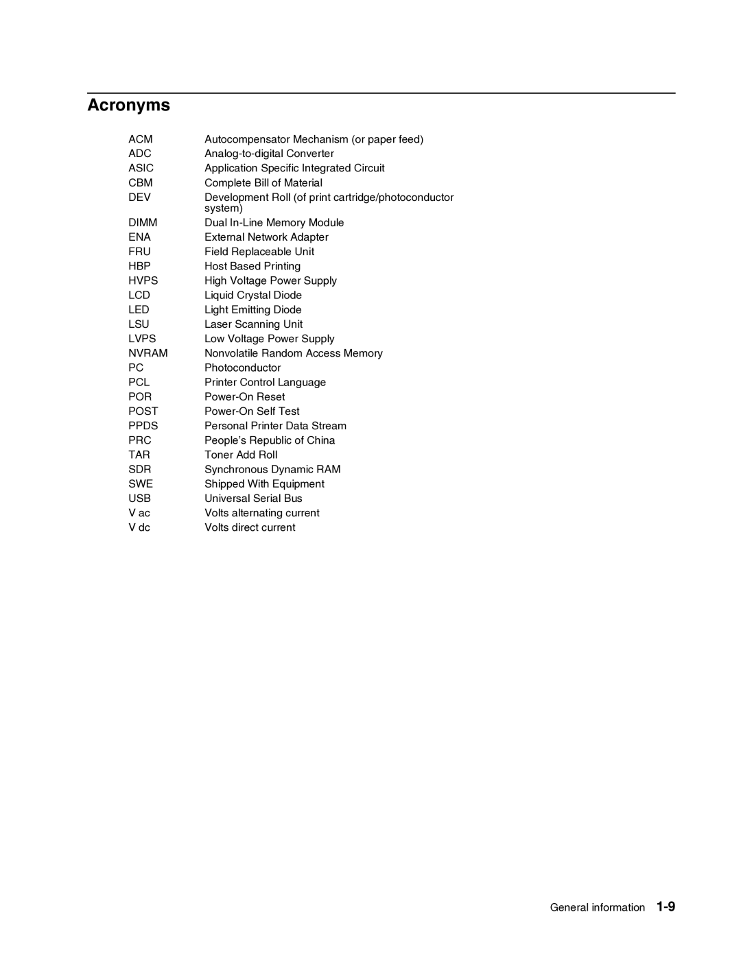 Dell 2330dn service manual Acronyms 