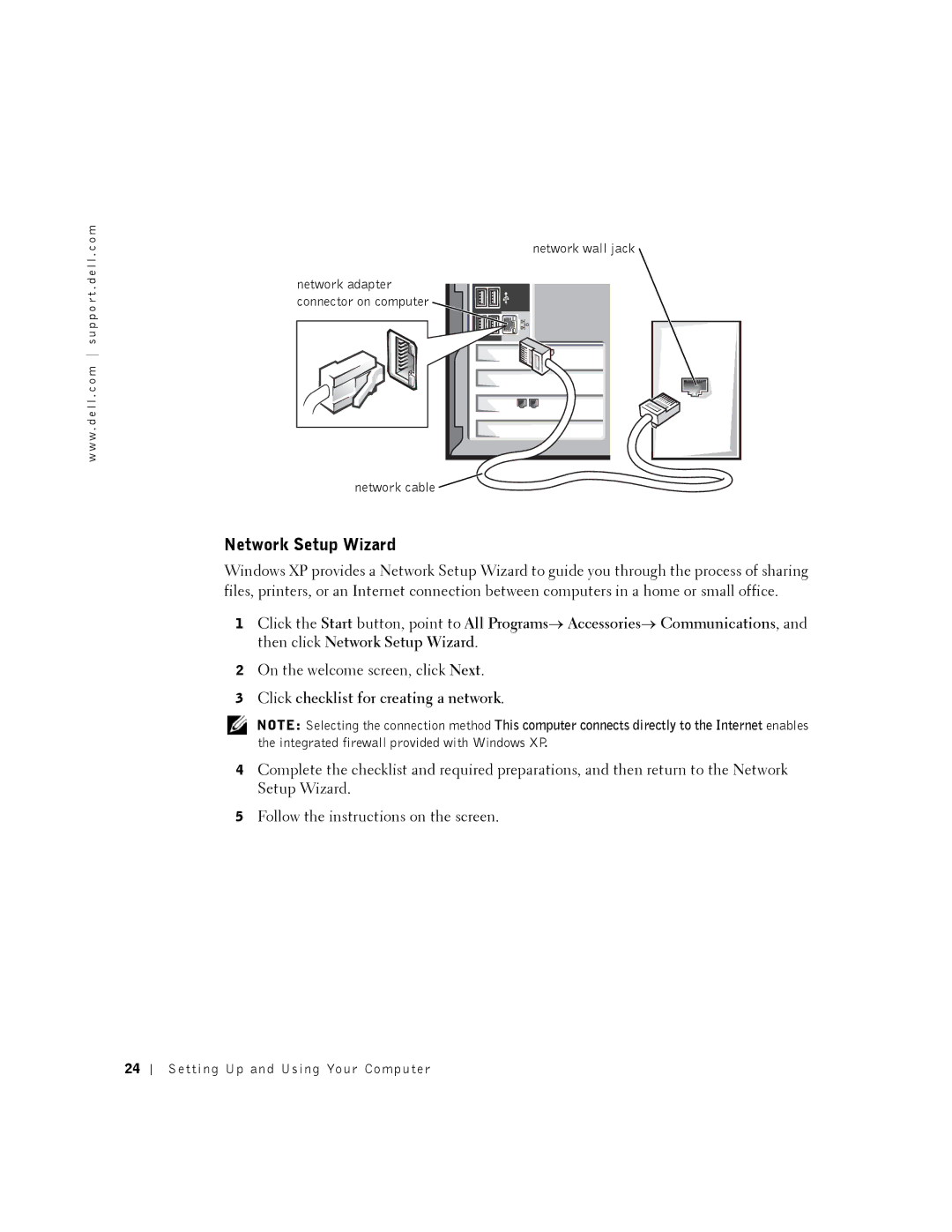 Dell 2350 manual Network Setup Wizard, Click checklist for creating a network 