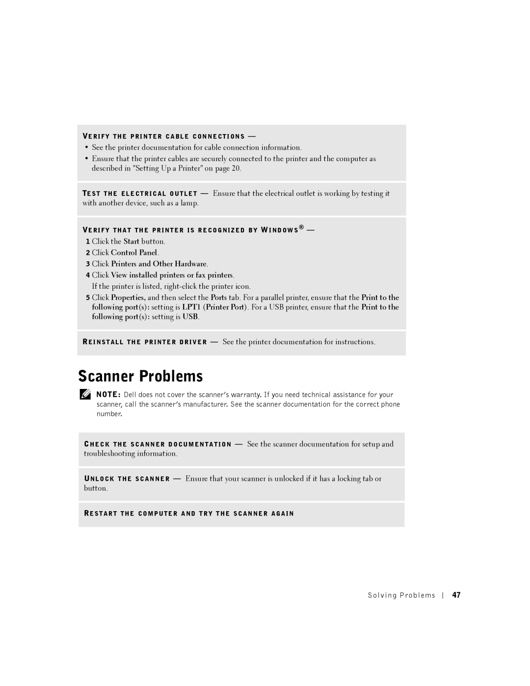 Dell 2350 manual Scanner Problems 