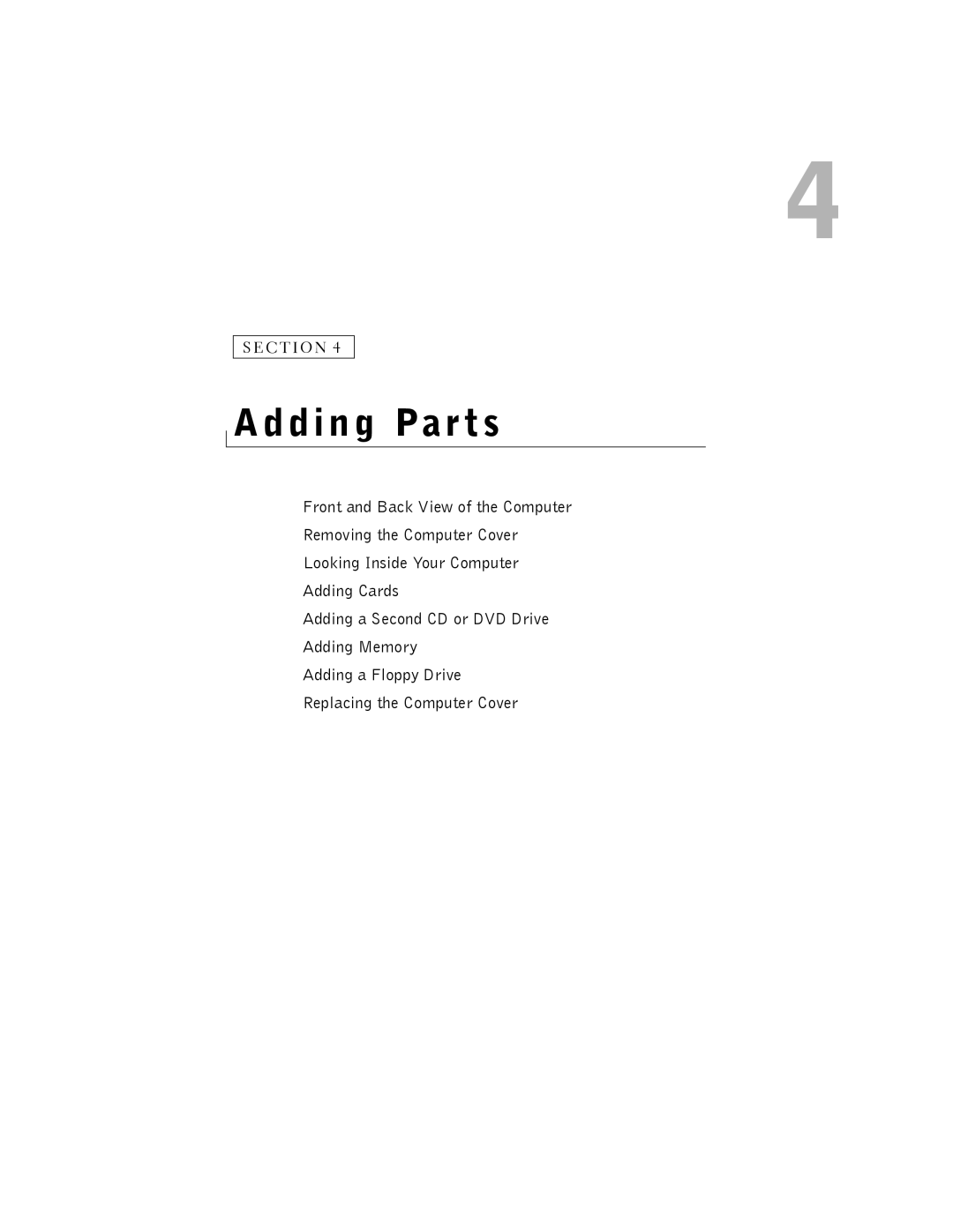 Dell 2350 manual Adding Parts 