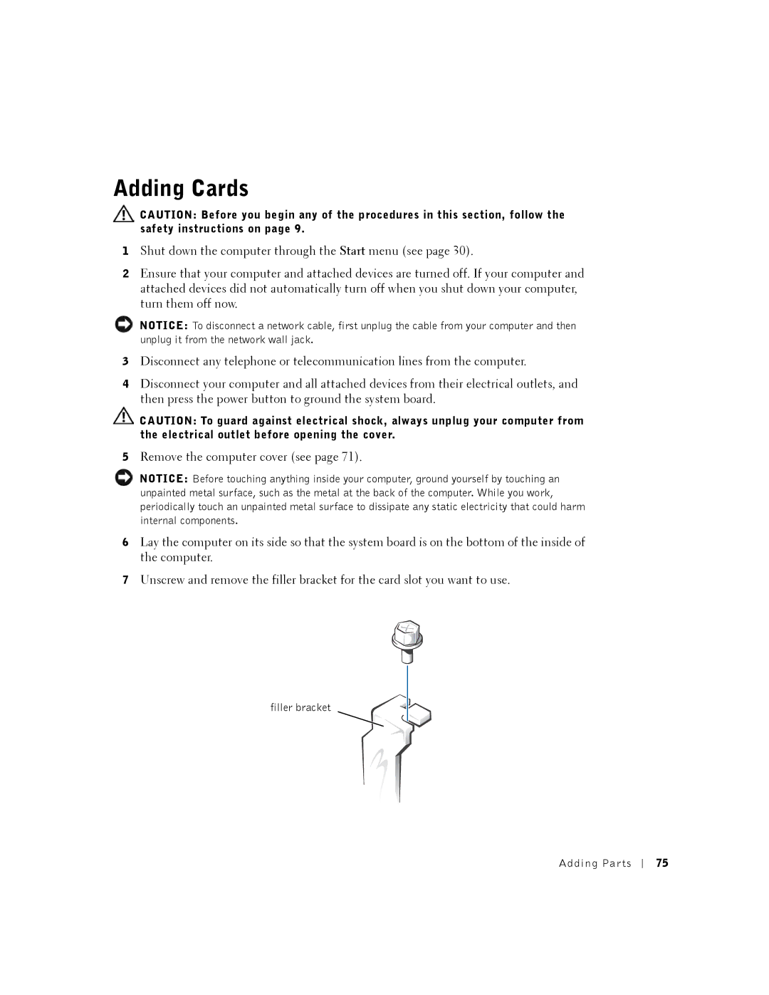 Dell 2350 manual Adding Cards 