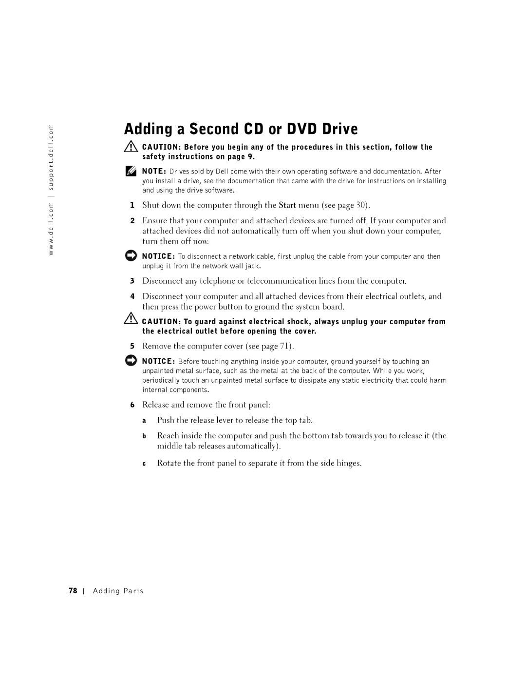 Dell 2350 manual Adding a Second CD or DVD Drive 