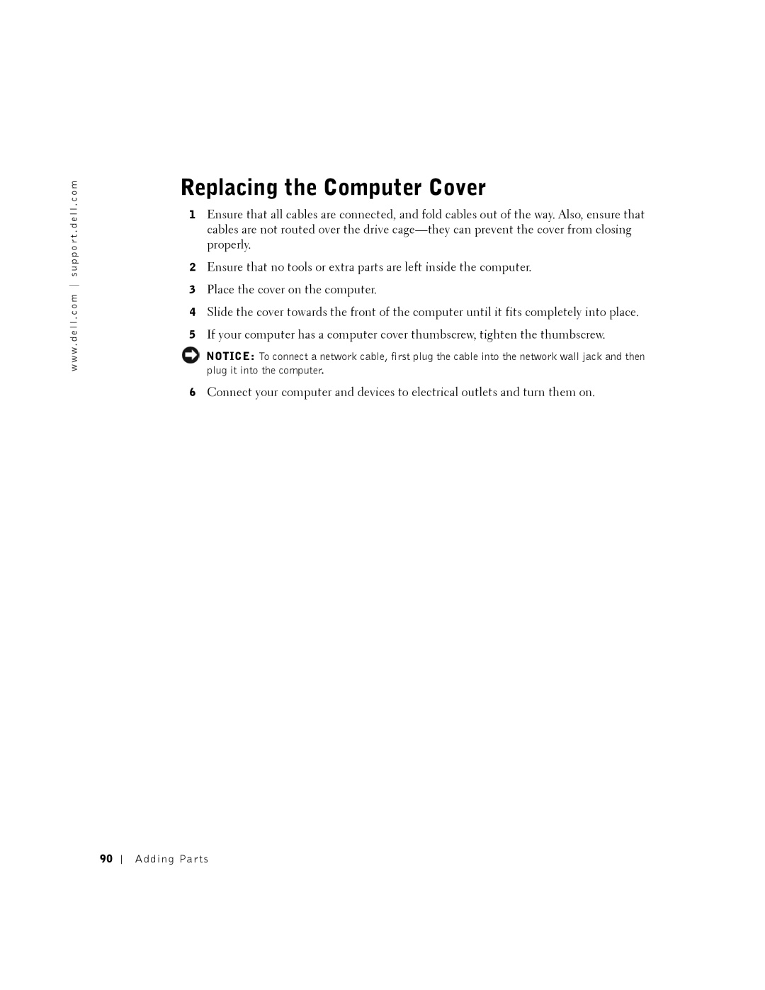 Dell 2350 manual Replacing the Computer Cover 