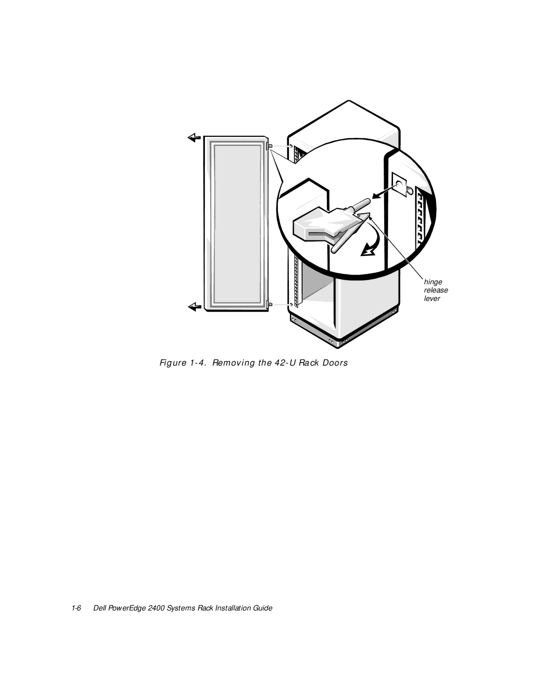 Dell 2400 manual Removing the 42-U Rack Doors 