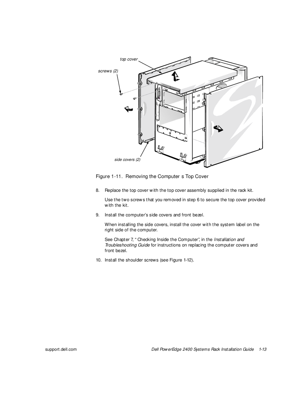 Dell 2400 manual Removing the Computer’s Top Cover 