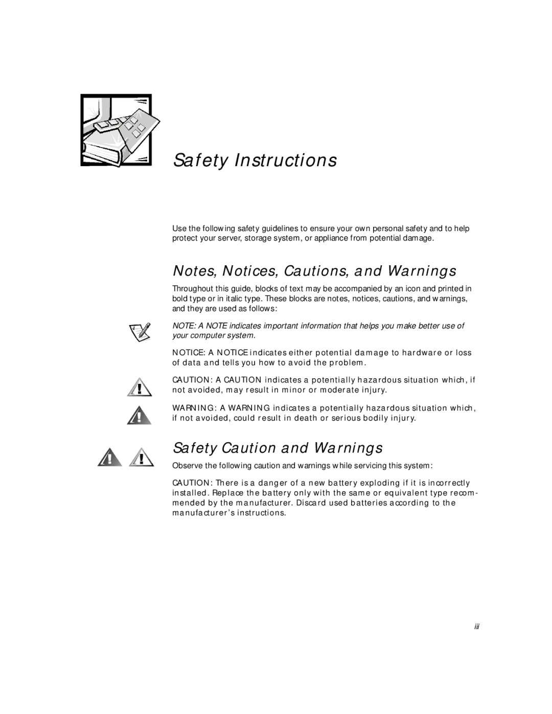 Dell 2400 manual Safety Instructions, Safety Caution and Warnings 