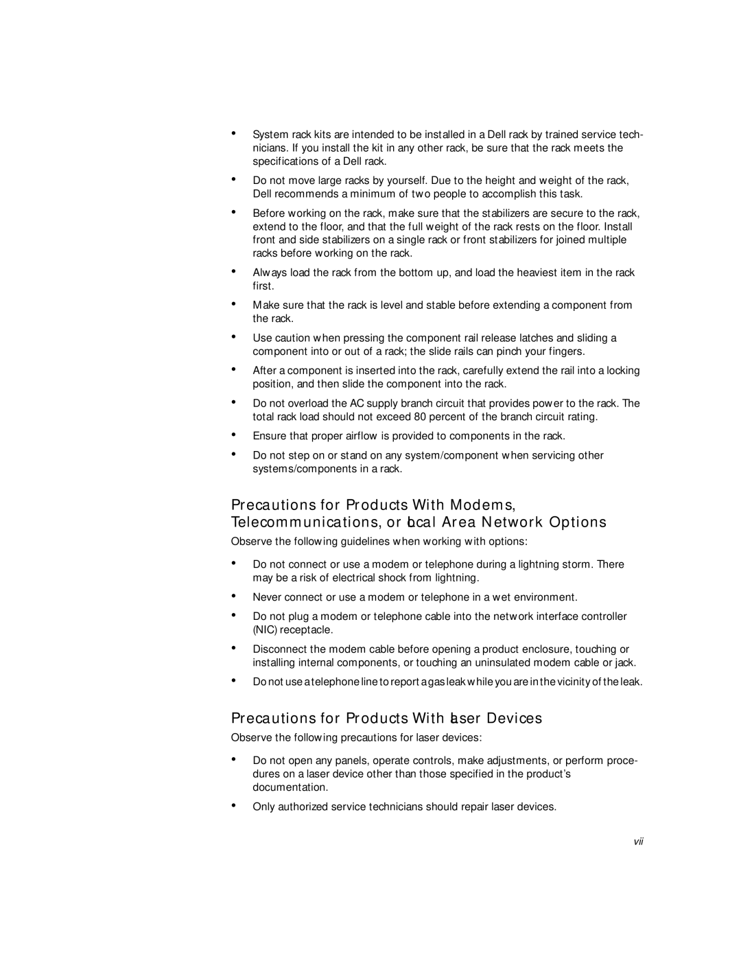 Dell 2400 manual Precautions for Products With Laser Devices 