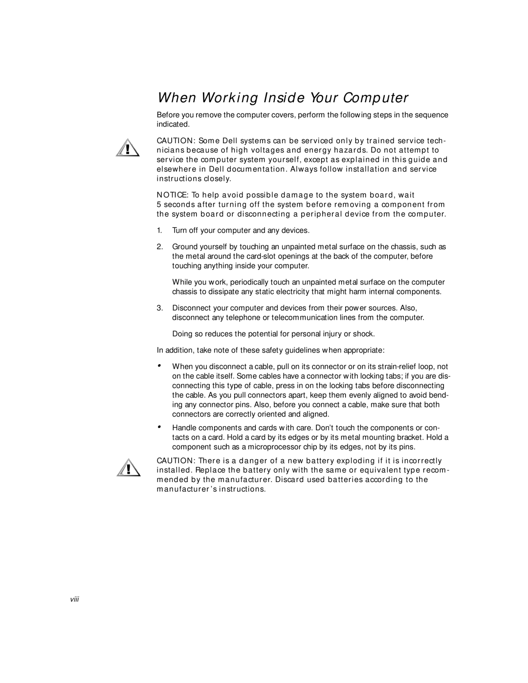 Dell 2400 manual When Working Inside Your Computer 