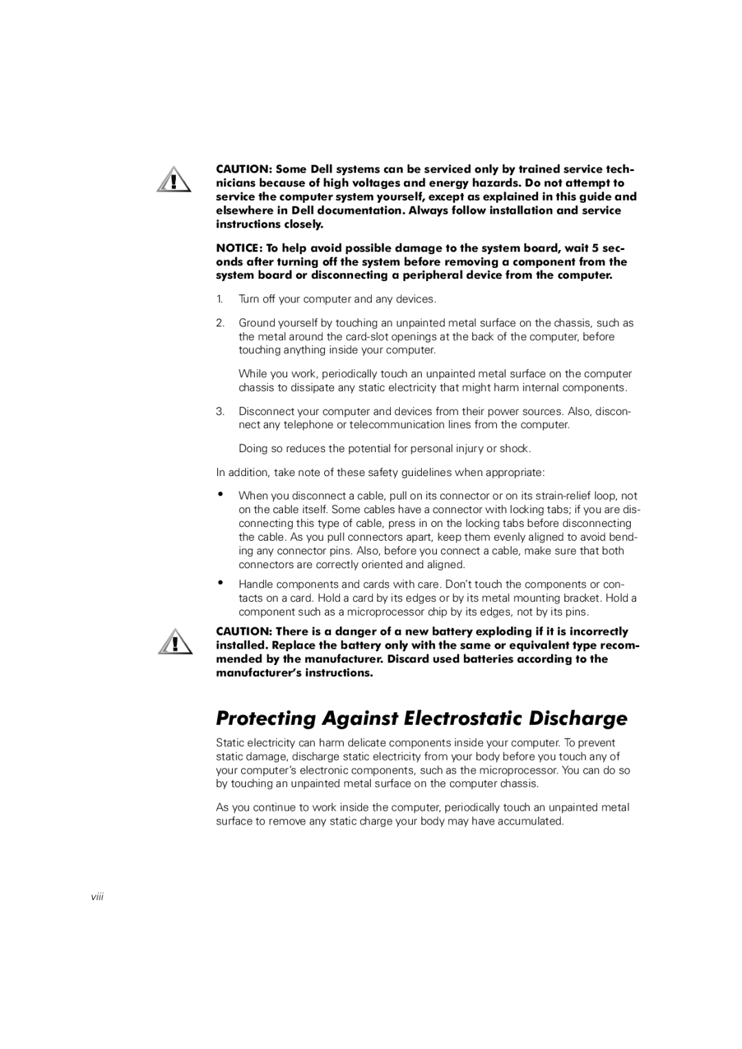 Dell 2400 manual Protecting Against Electrostatic Discharge 