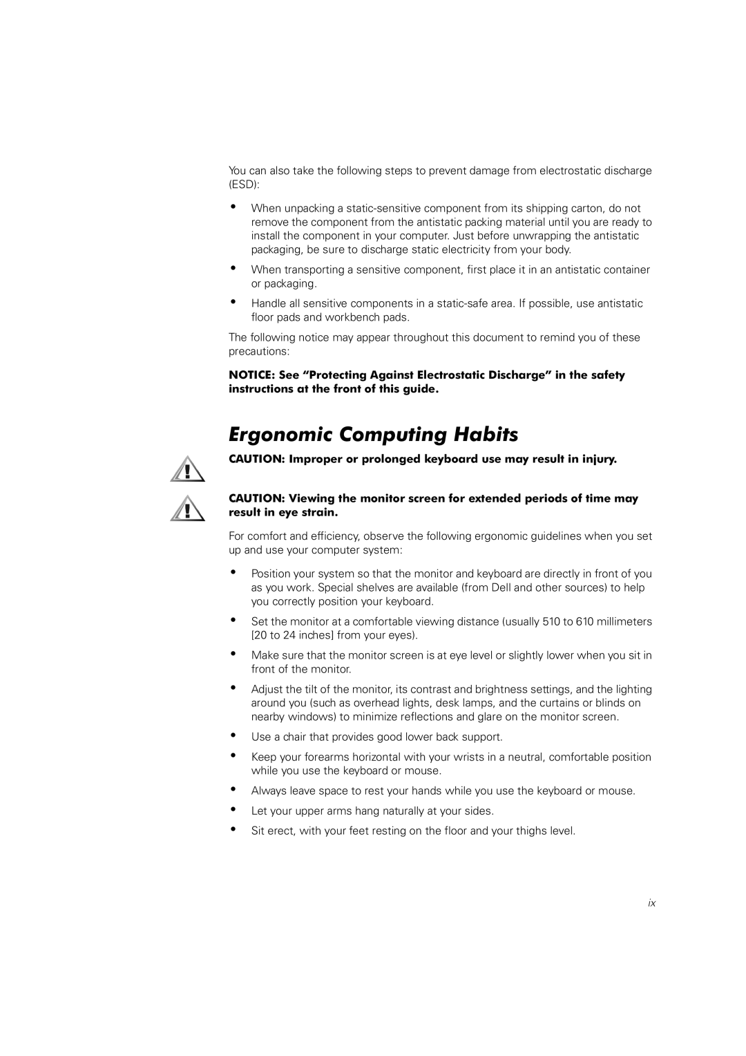 Dell 2400 manual Ergonomic Computing Habits 