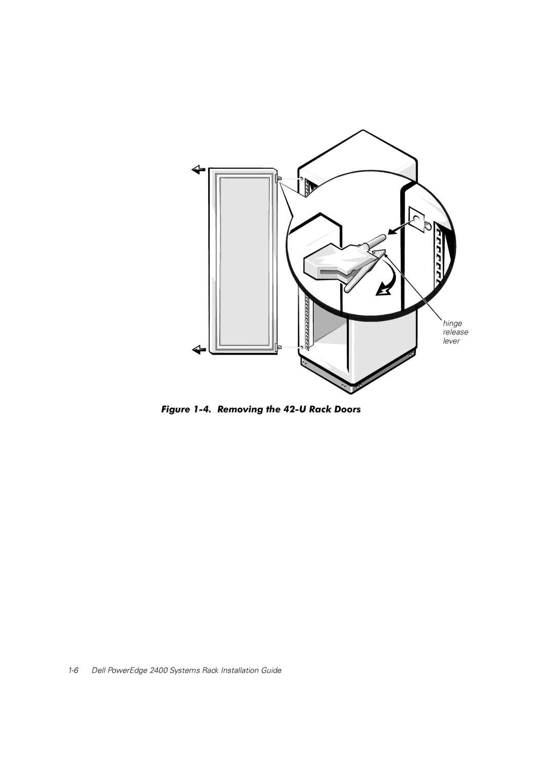 Dell 2400 manual Removing the 42-U Rack Doors 