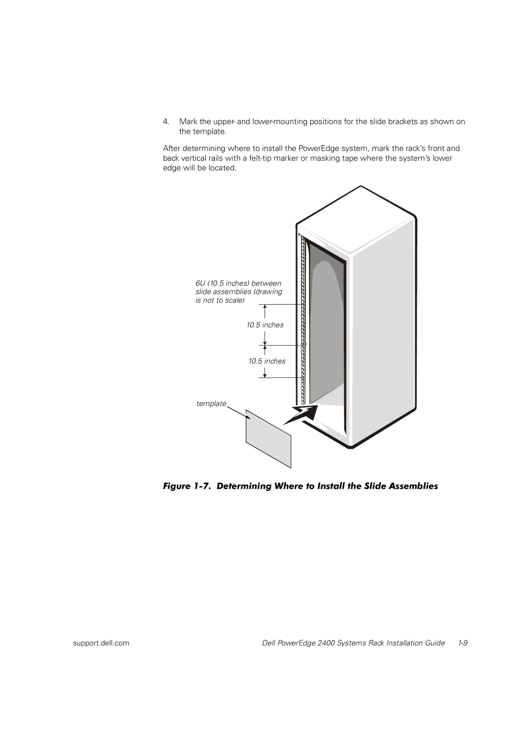 Dell 2400 manual Determining Where to Install the Slide Assemblies 