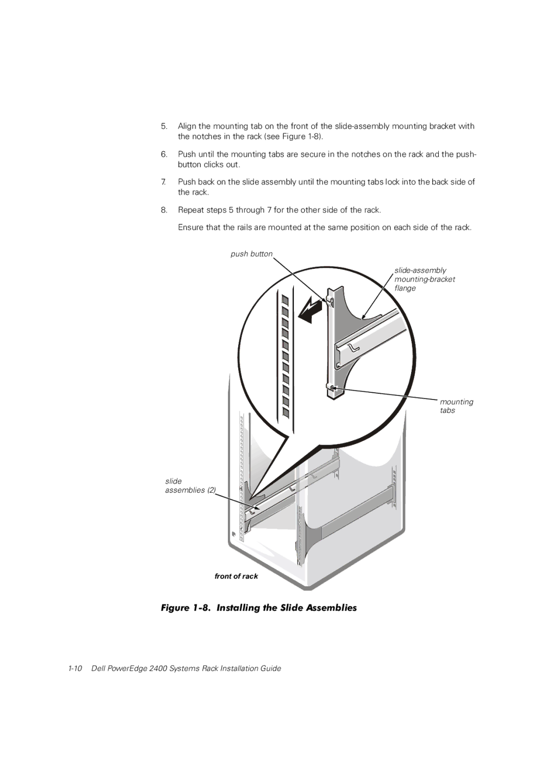 Dell 2400 manual Installing the Slide Assemblies 