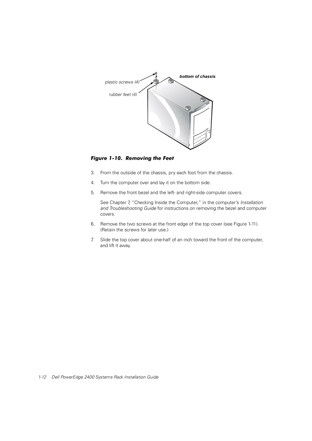 Dell 2400 manual Removing the Feet 