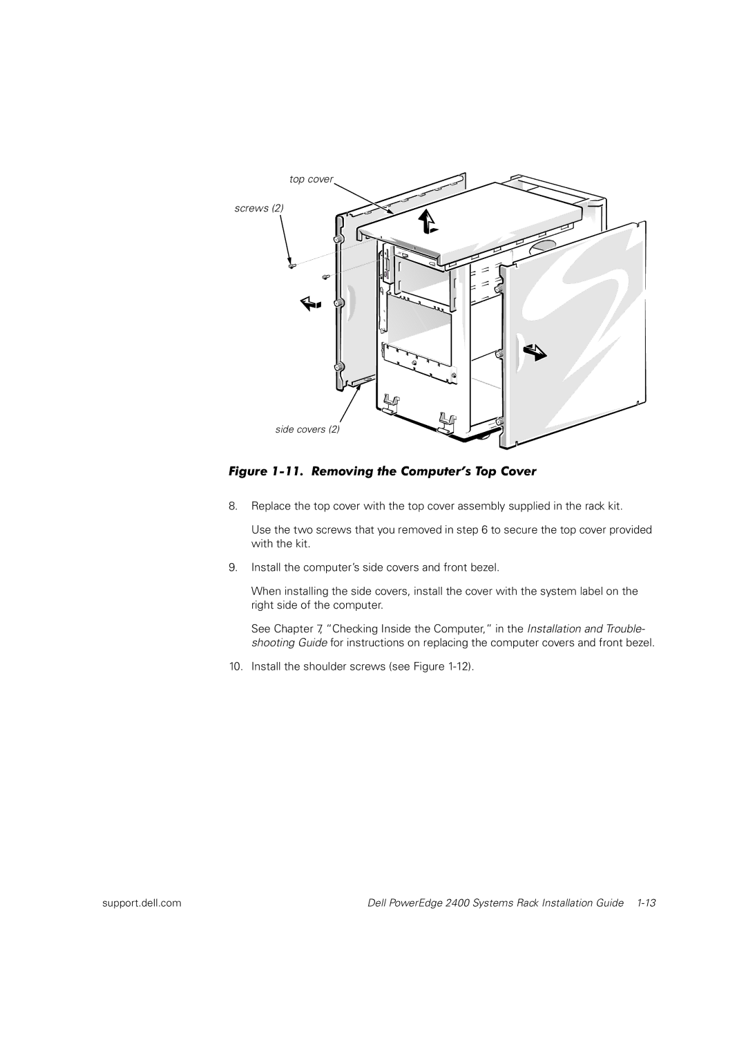 Dell 2400 manual Removing the Computer’s Top Cover 