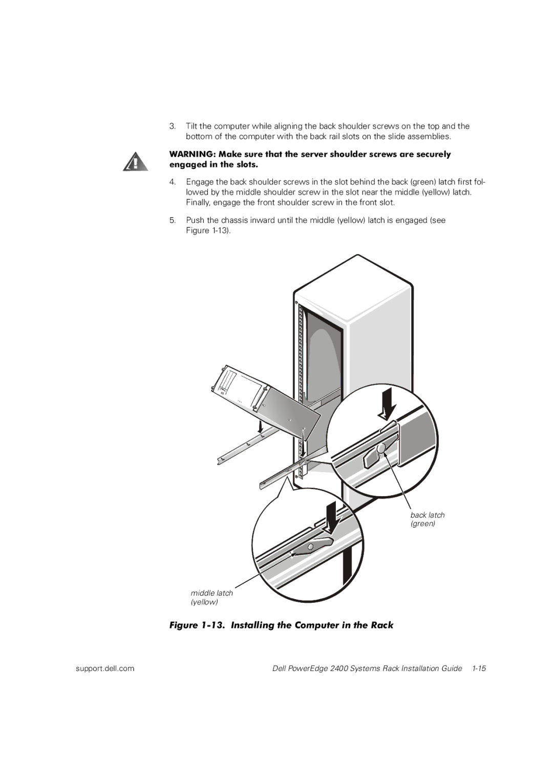 Dell 2400 manual Installing the Computer in the Rack 