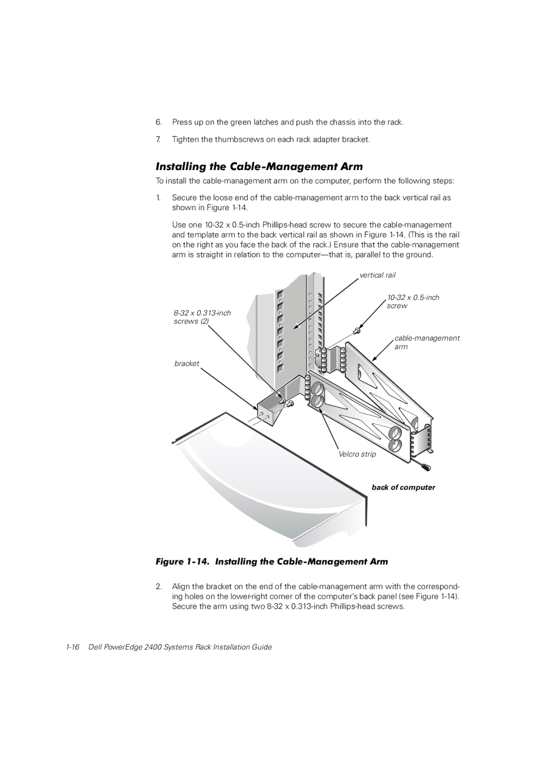 Dell 2400 manual Installing the Cable-Management Arm, Back of computer 