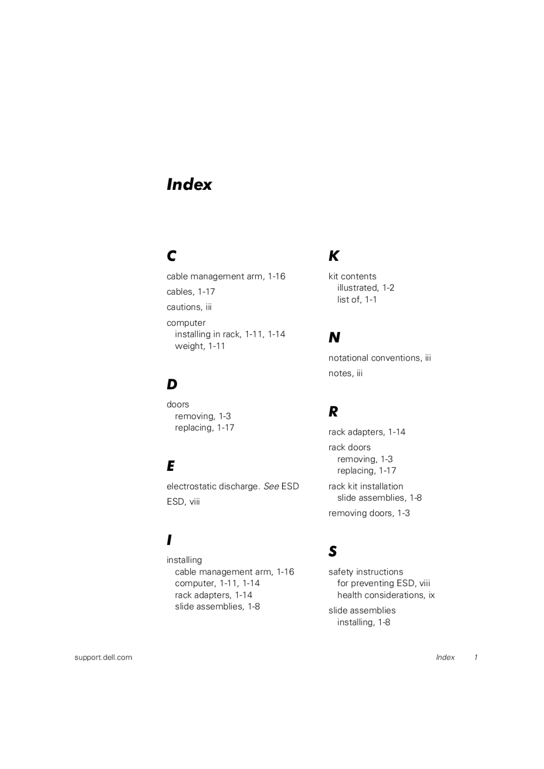 Dell 2400 manual Index 