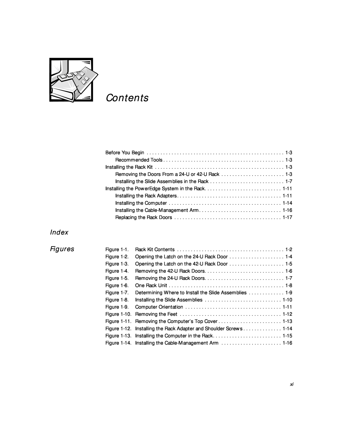 Dell 2400 manual Index Figures, Contents 