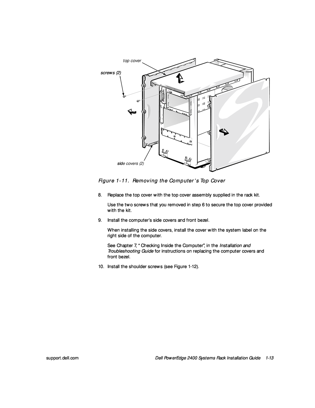 Dell 2400 manual 11.Removing the Computer’s Top Cover 