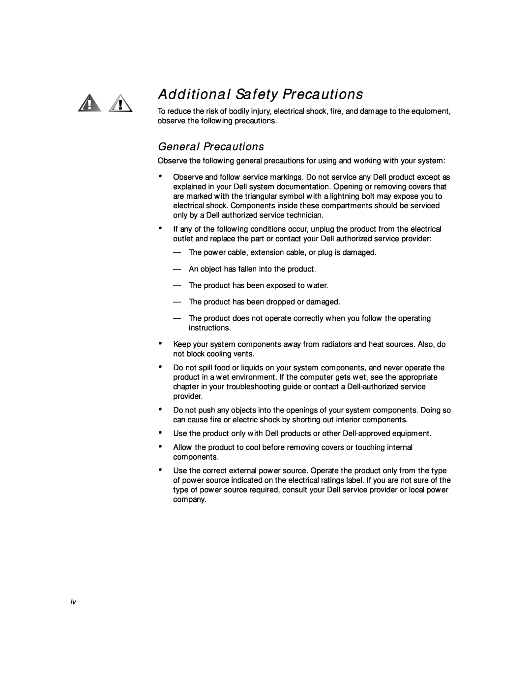 Dell 2400 manual Additional Safety Precautions, General Precautions 
