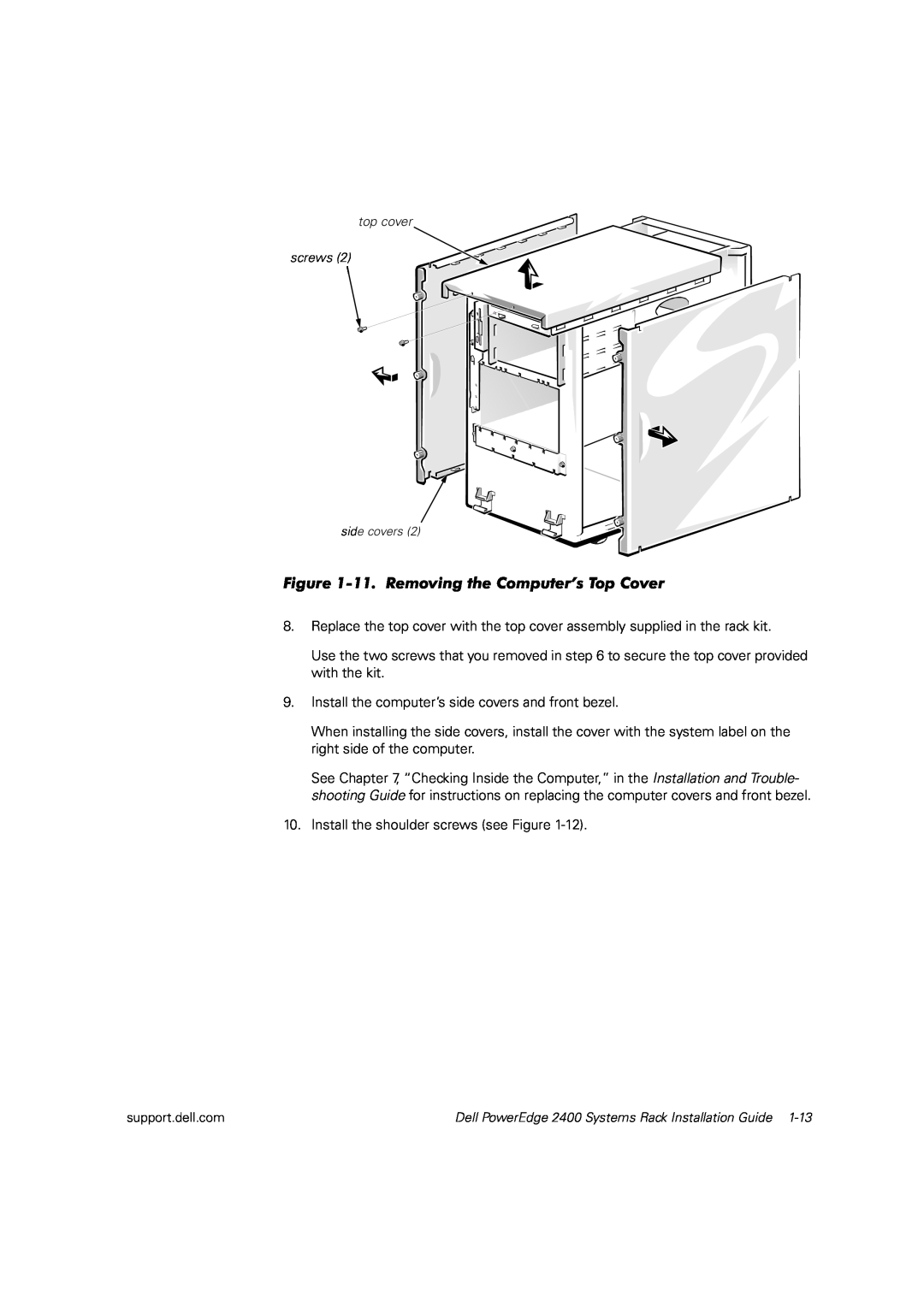 Dell 2400 manual 11.Removing the Computer’s Top Cover 