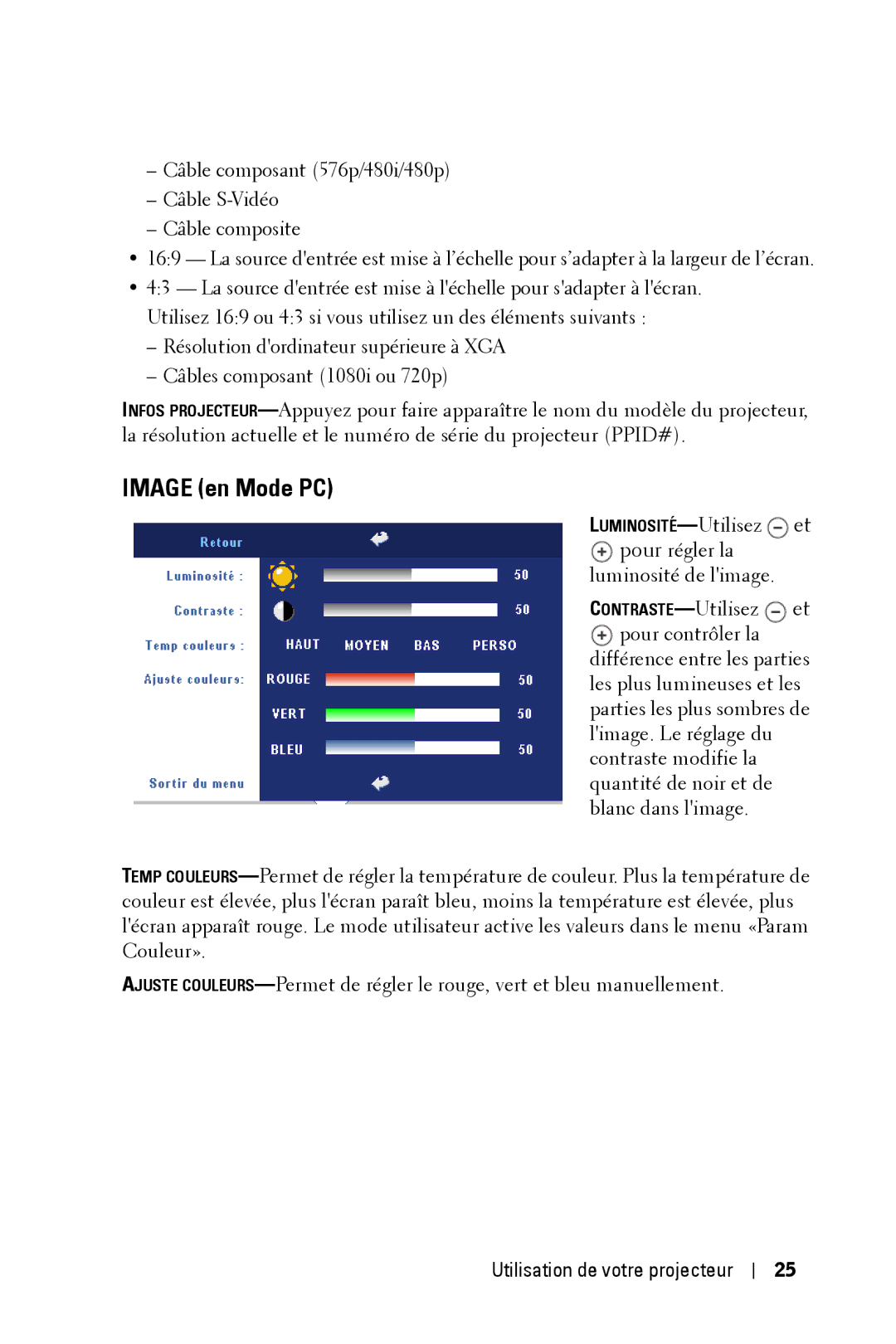 Dell 2400MP owner manual Image en Mode PC 