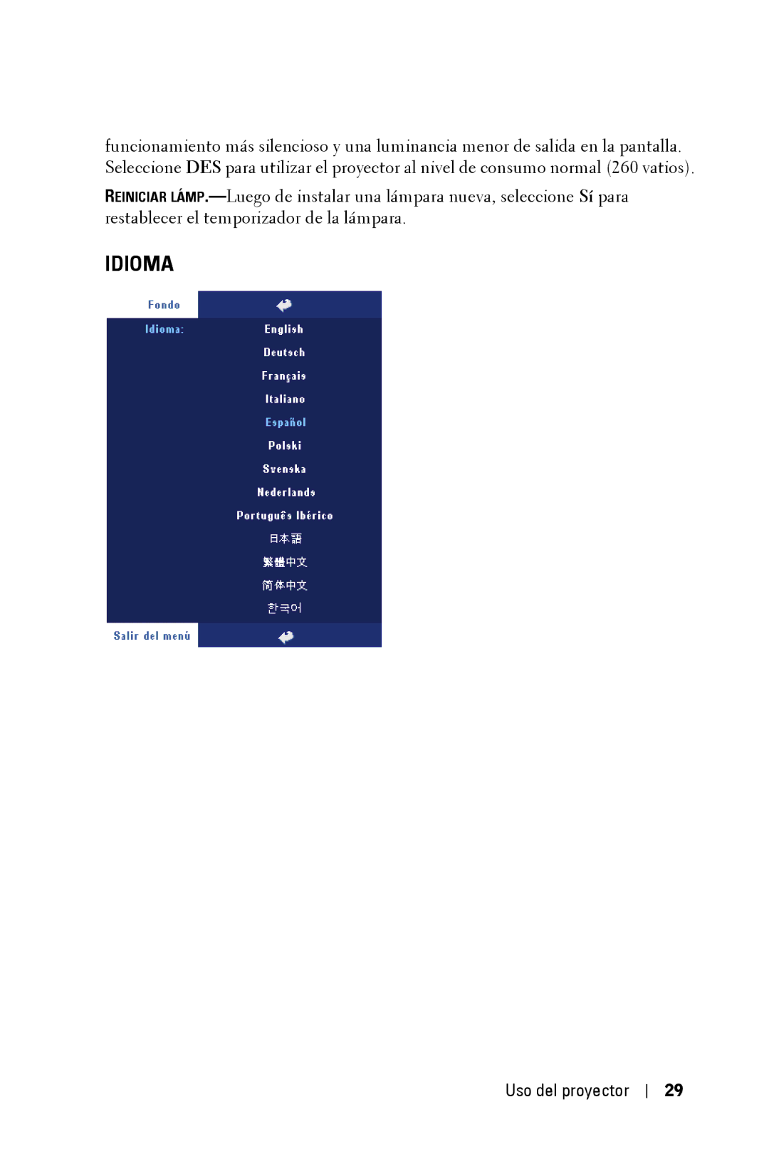 Dell 2400MP owner manual Idioma 