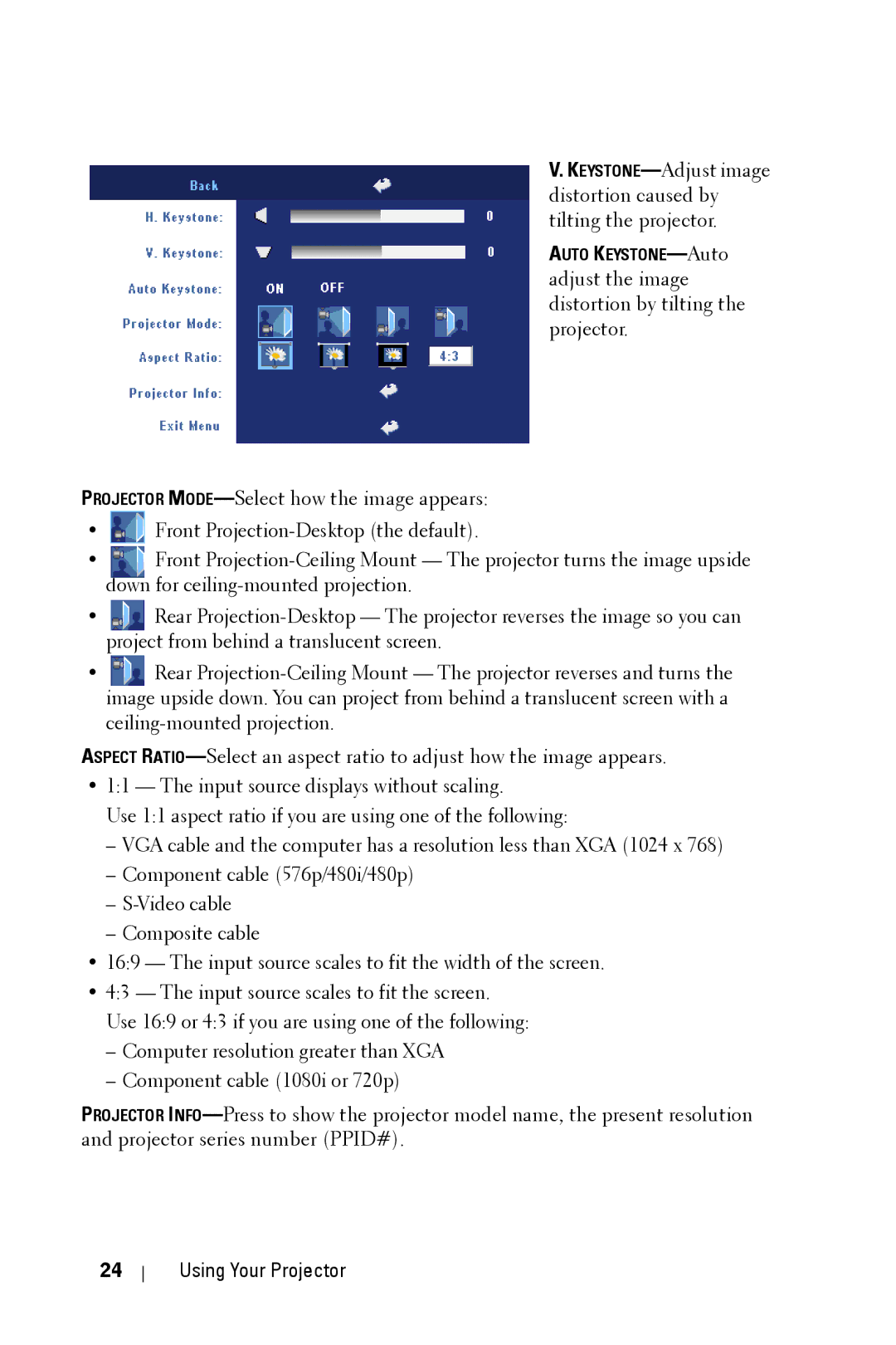 Dell 2400MP owner manual Using Your Projector 