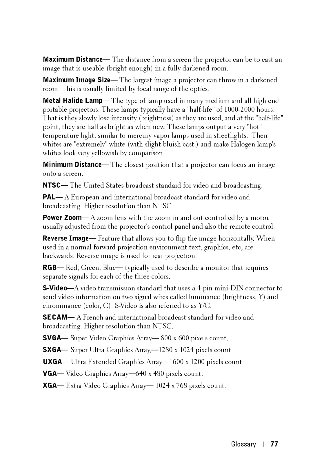 Dell 2400MP owner manual Glossary 