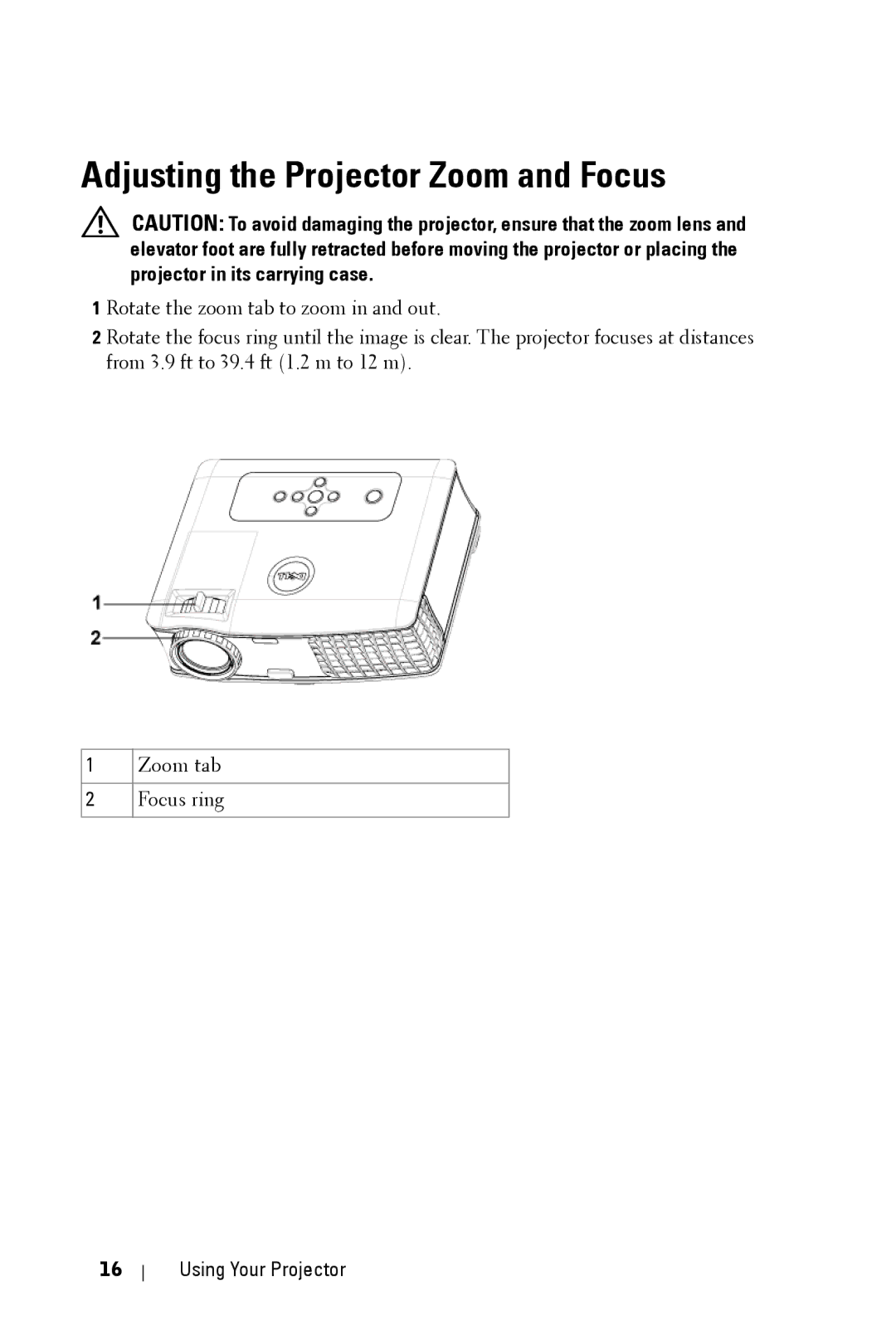 Dell 2400MP manual Adjusting the Projector Zoom and Focus 