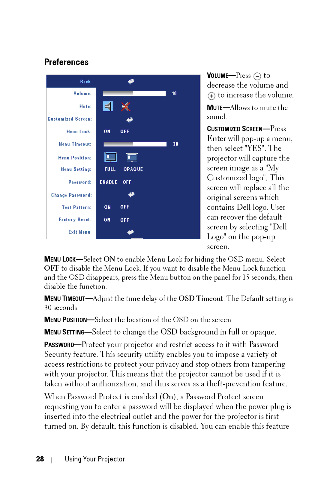 Dell 2400MP manual Preferences 