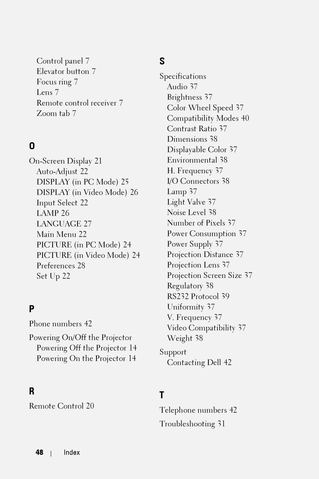 Dell 2400MP manual Lamp Language 