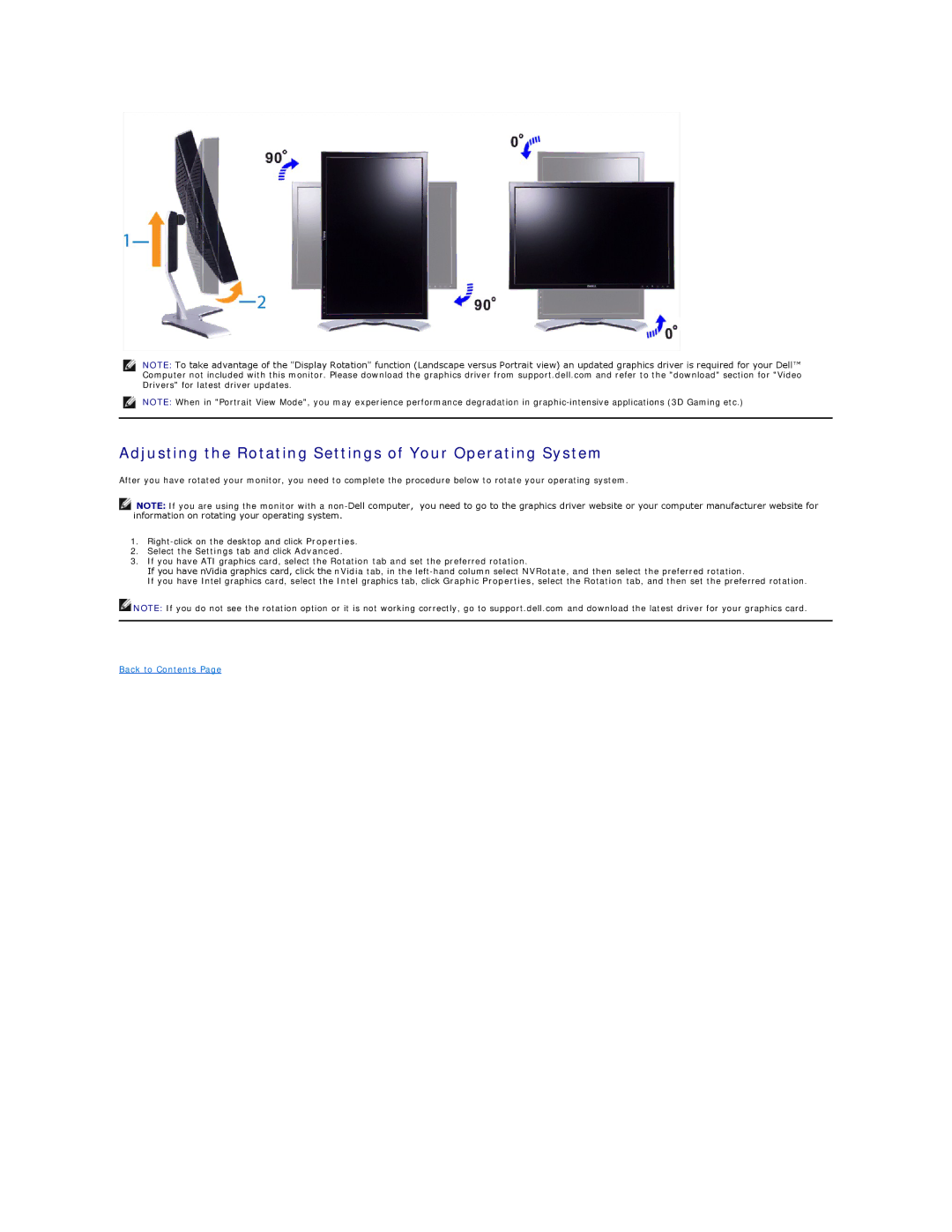 Dell 2408WFP appendix Adjusting the Rotating Settings of Your Operating System 