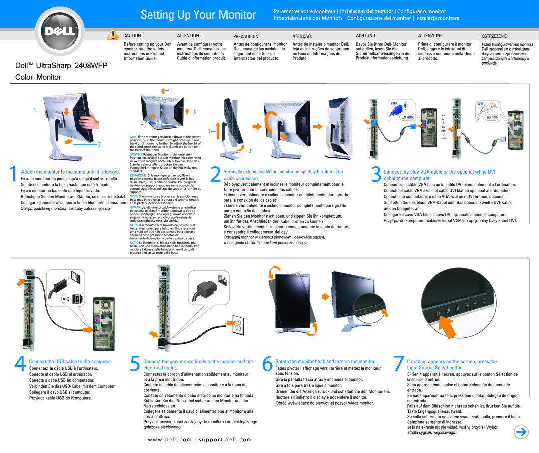 Dell appendix Dell 2408WFP Flat Panel Monitor Users Guide, About Your Monitor Solving Problems 