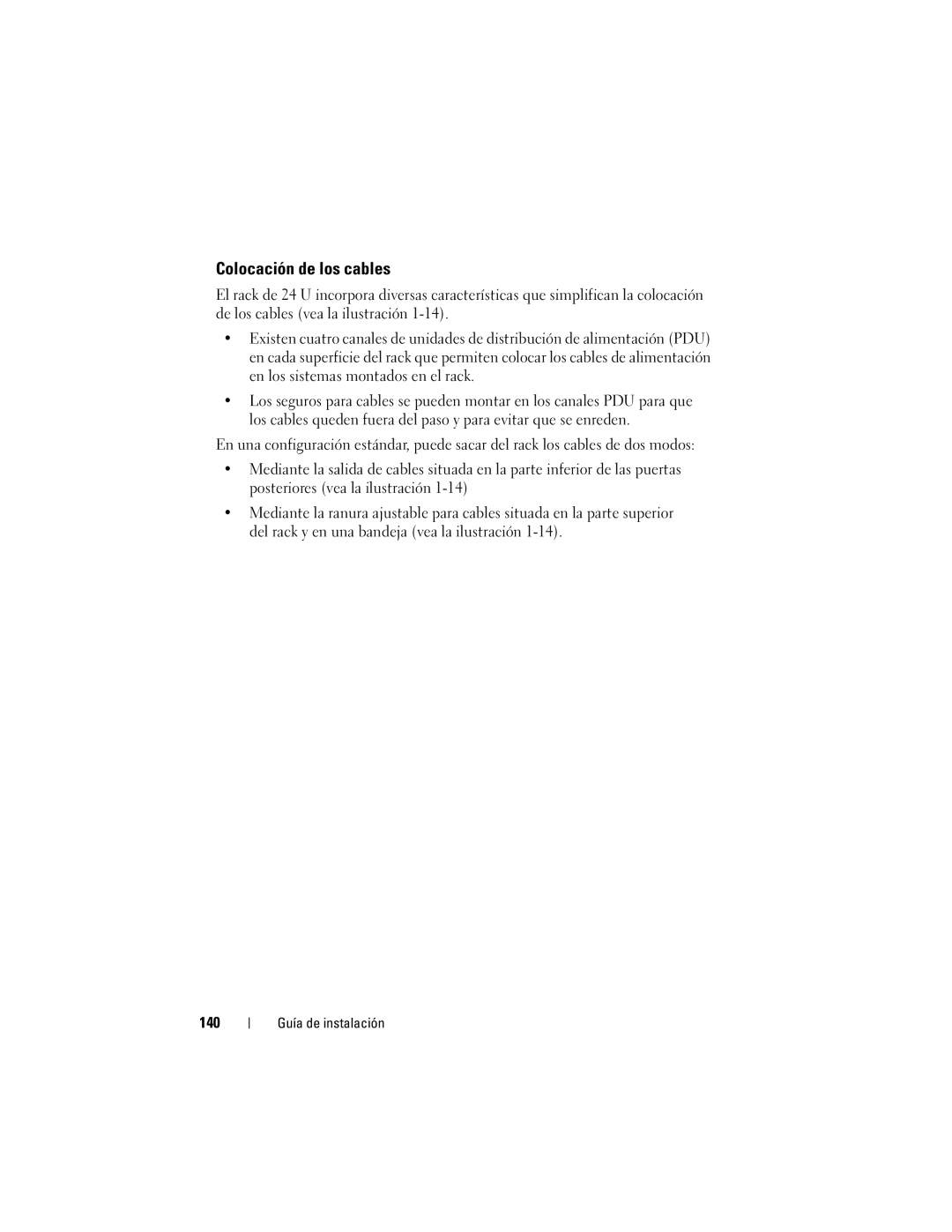 Dell 2420 manual Colocación de los cables, 140 