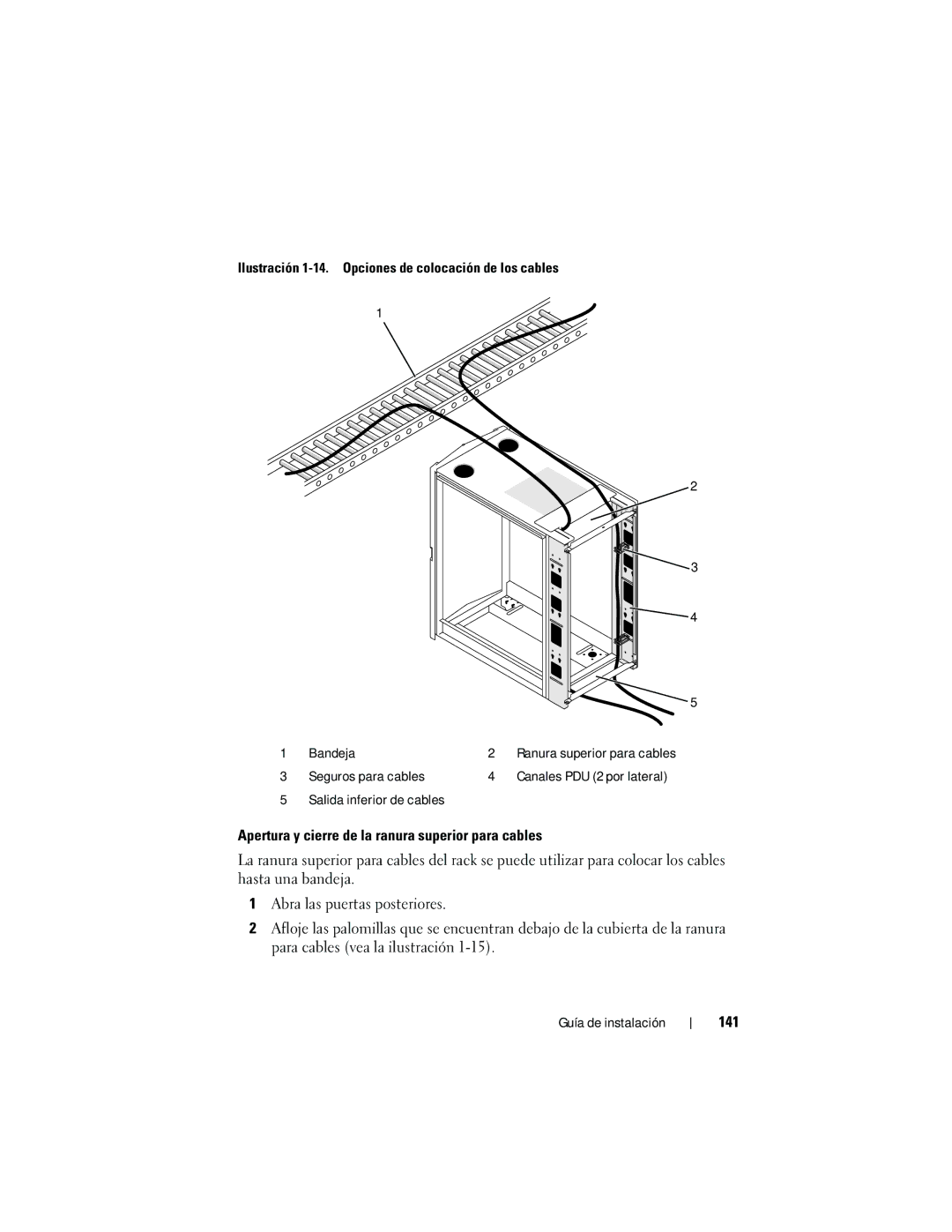 Dell 2420 manual Apertura y cierre de la ranura superior para cables, 141 