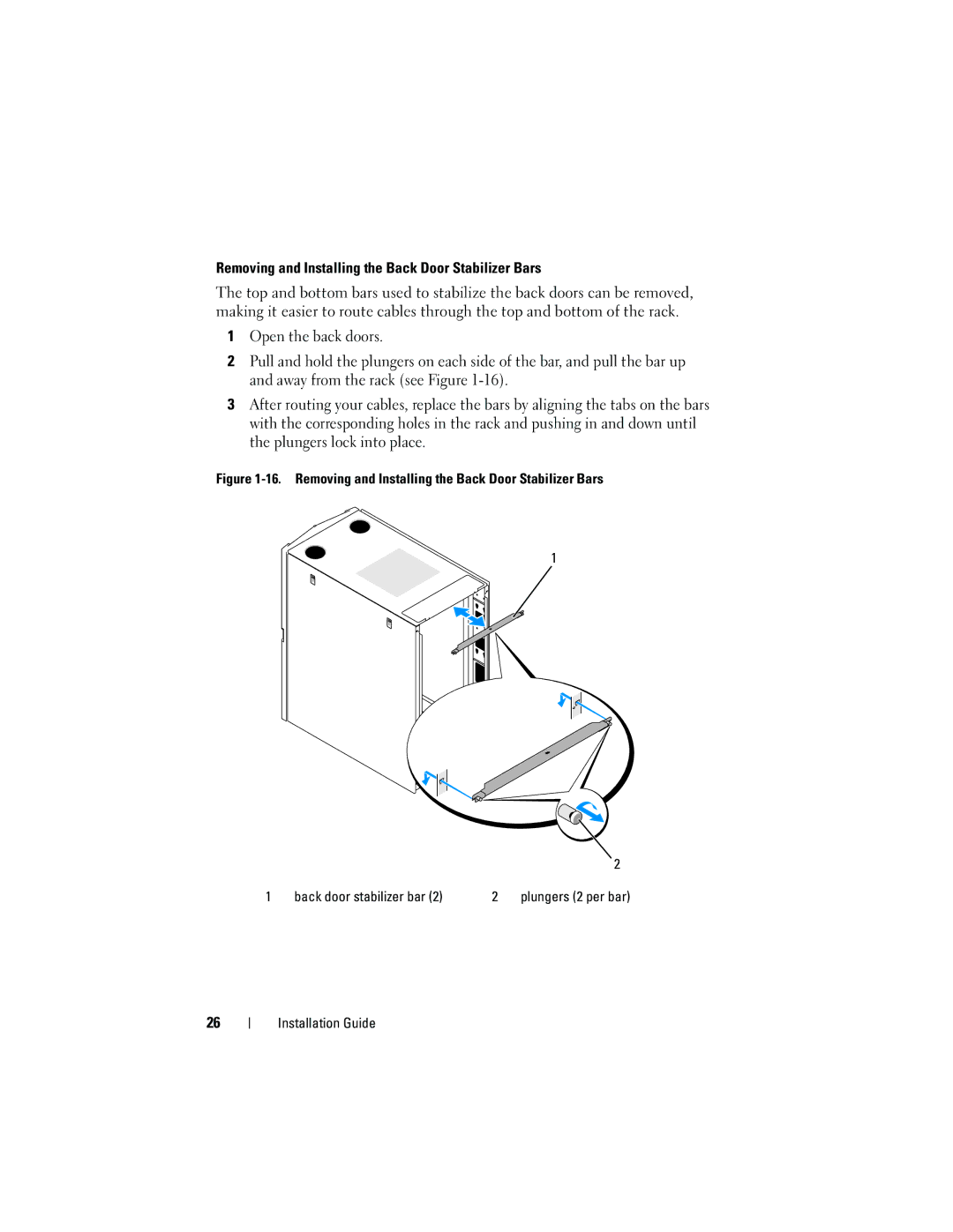 Dell 2420 manual Removing and Installing the Back Door Stabilizer Bars 