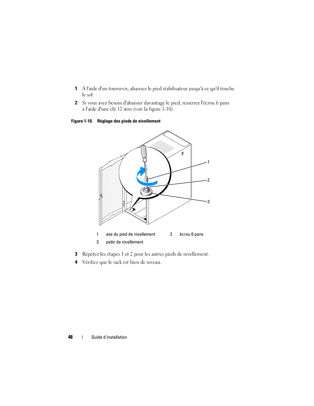 Dell 2420 manual Patin de nivellement 