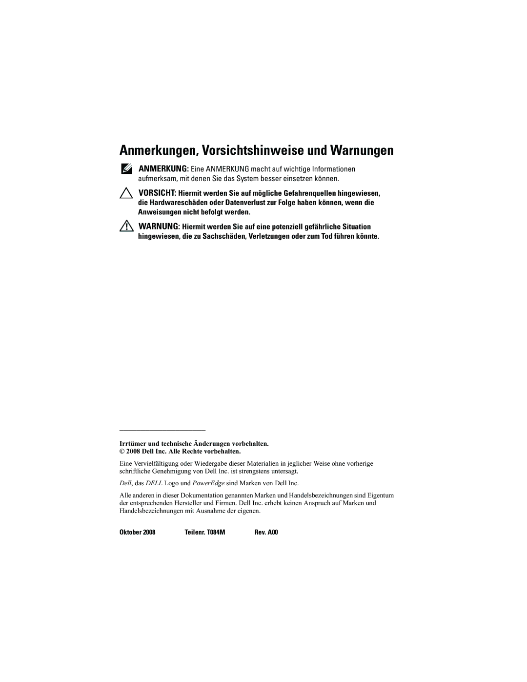 Dell 2420 manual Anmerkungen, Vorsichtshinweise und Warnungen 