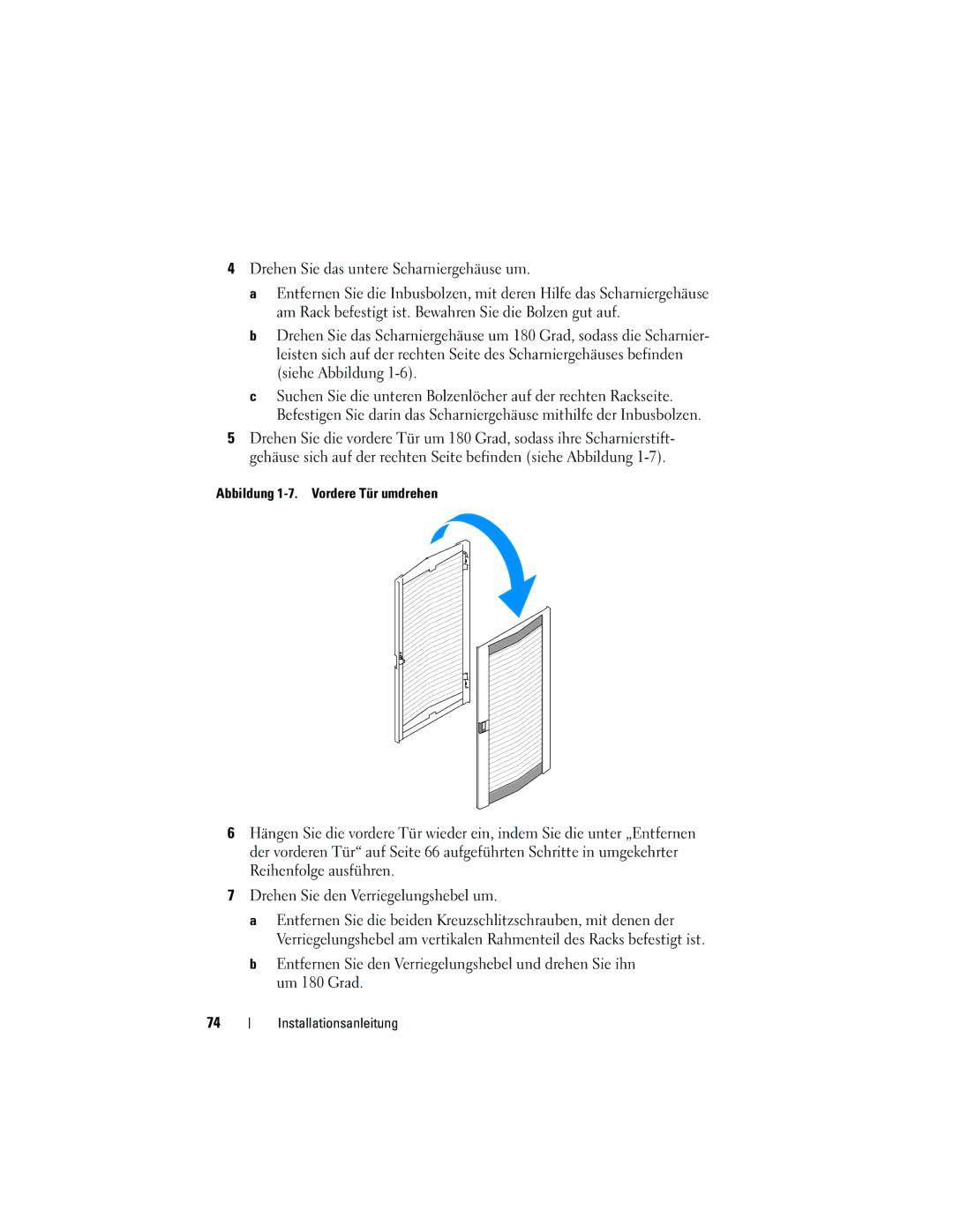 Dell 2420 manual Abbildung 1-7. Vordere Tür umdrehen 