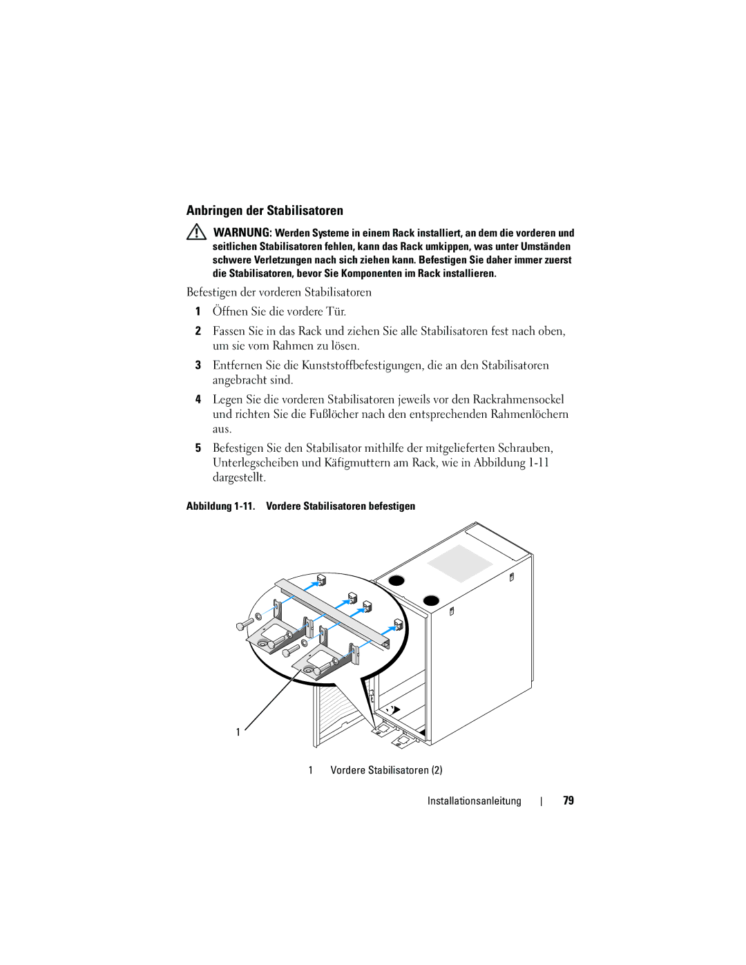 Dell 2420 manual Anbringen der Stabilisatoren 