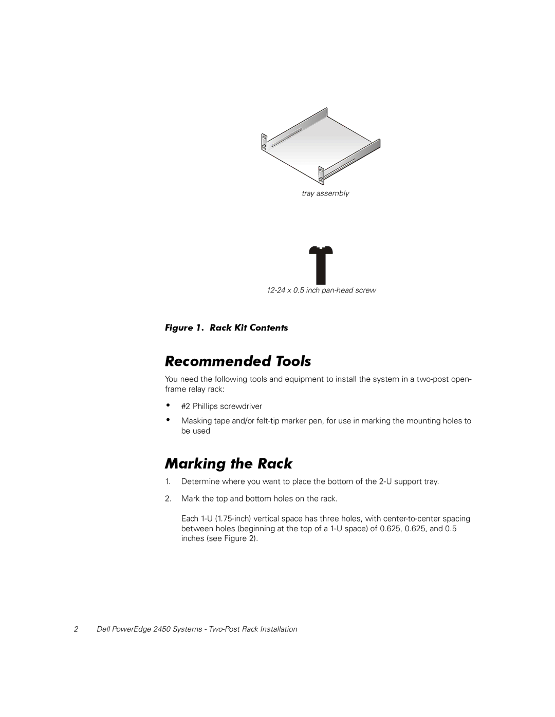 Dell 2450 manual Recommended Tools, Marking the Rack 