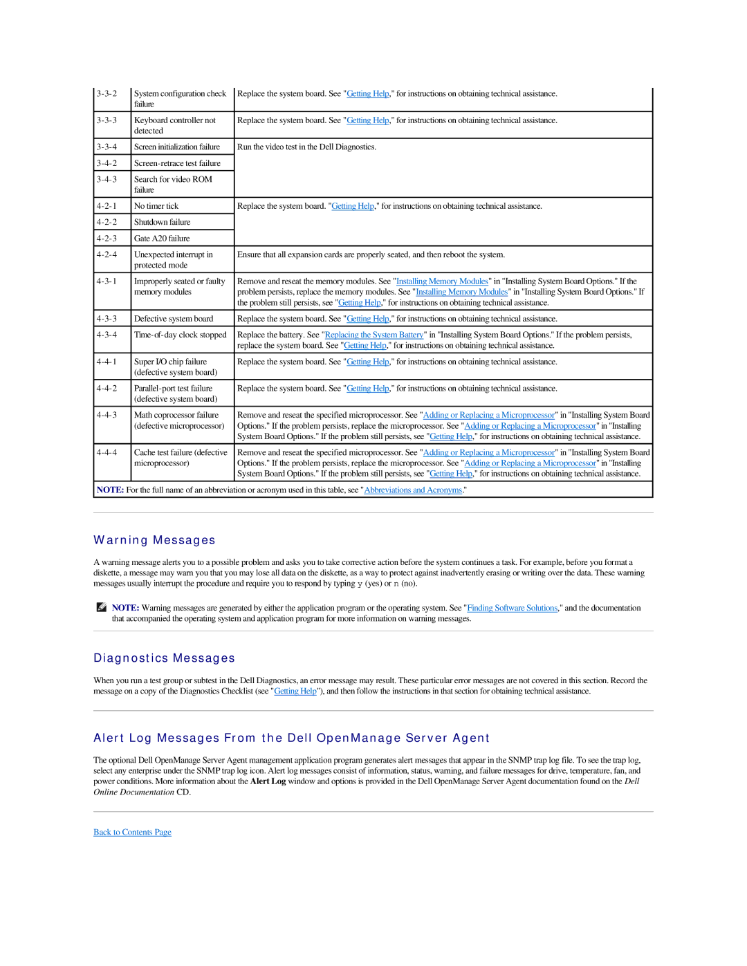 Dell 2500 manual Diagnostics Messages, Alert Log Messages From the Dell OpenManage Server Agent 