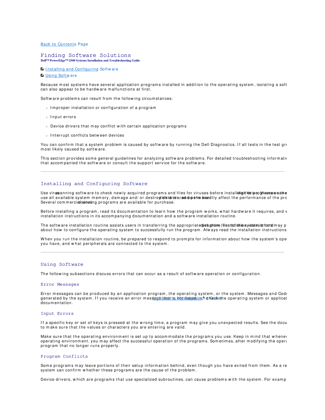 Dell 2500 manual Finding Software Solutions, Installing and Configuring Software, Using Software 