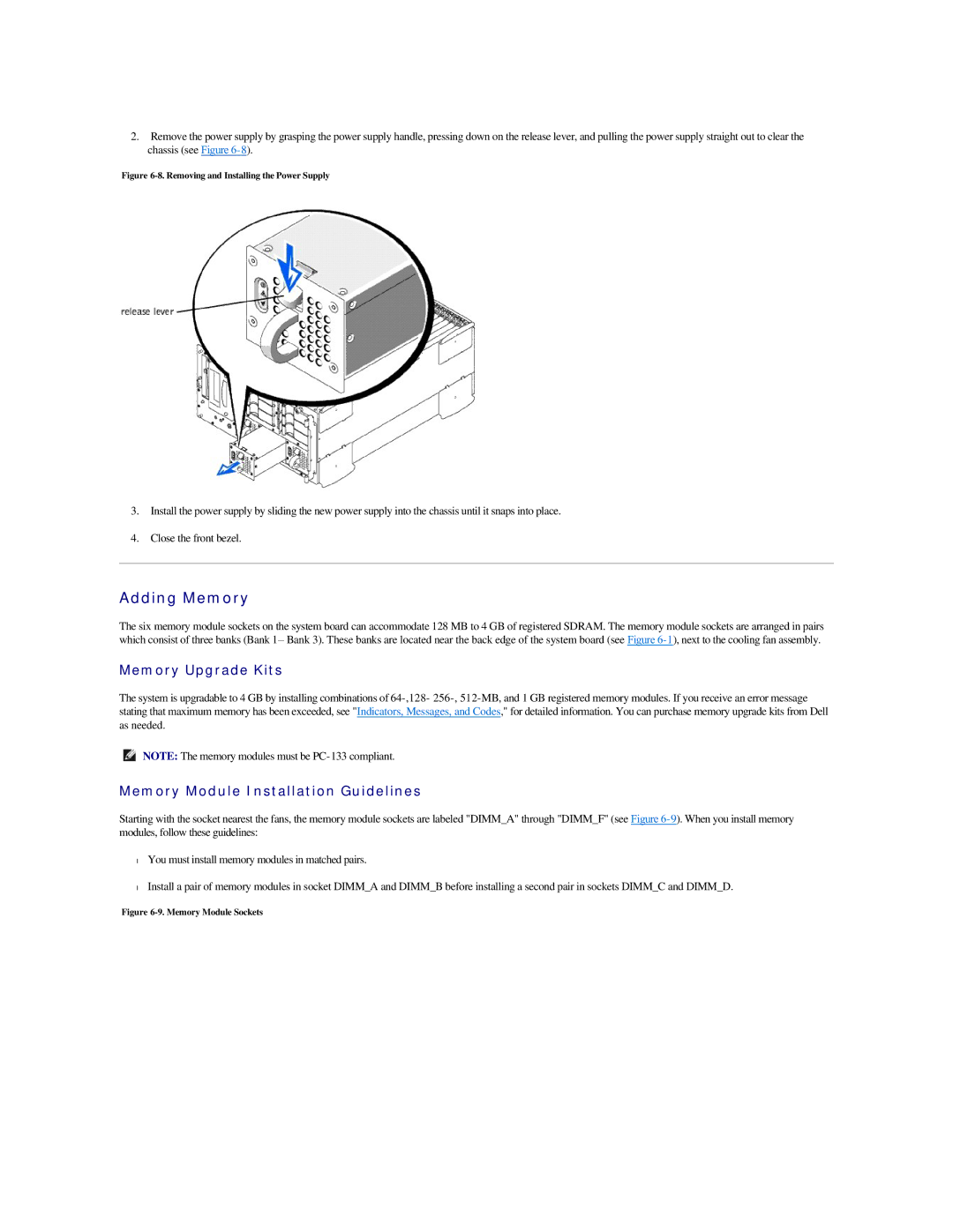 Dell 2500 manual Adding Memory, Memory Upgrade Kits, Memory Module Installation Guidelines 